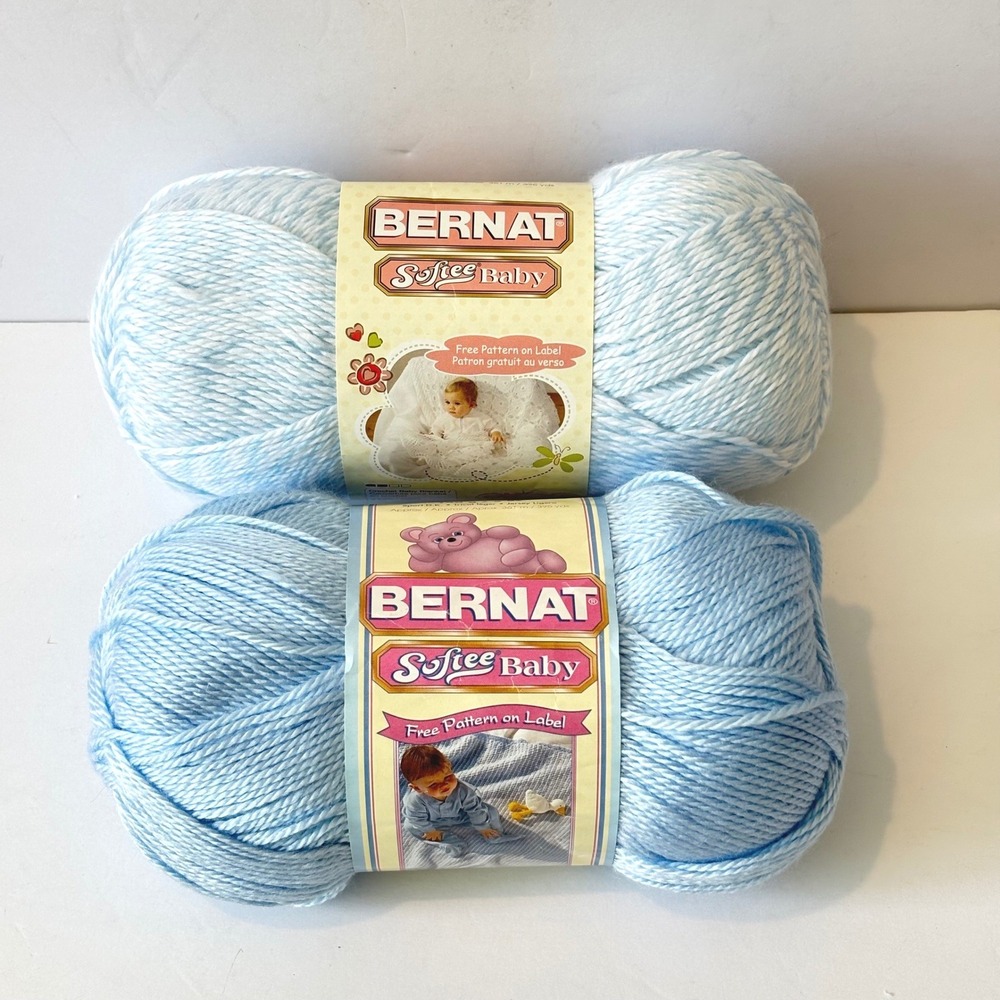 Bernat Softee Baby Yarn Lot of 2 Baby Denim Marl and Pale Blue 5oz Skeins